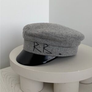 RUSLAN BAGINSKIY Bakery Boy Gray Wool Cap with Black Visor. Size S-56cm